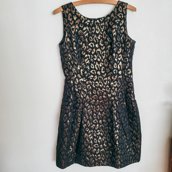 Cynthia Steffe Logan Metallic Jacquard Leopard Print Dress - Picture 6 of 7